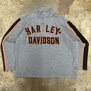 Y2K Harley Davidson Quarter Zip Men’s Extra Large Gray Embroidered Biker Rare